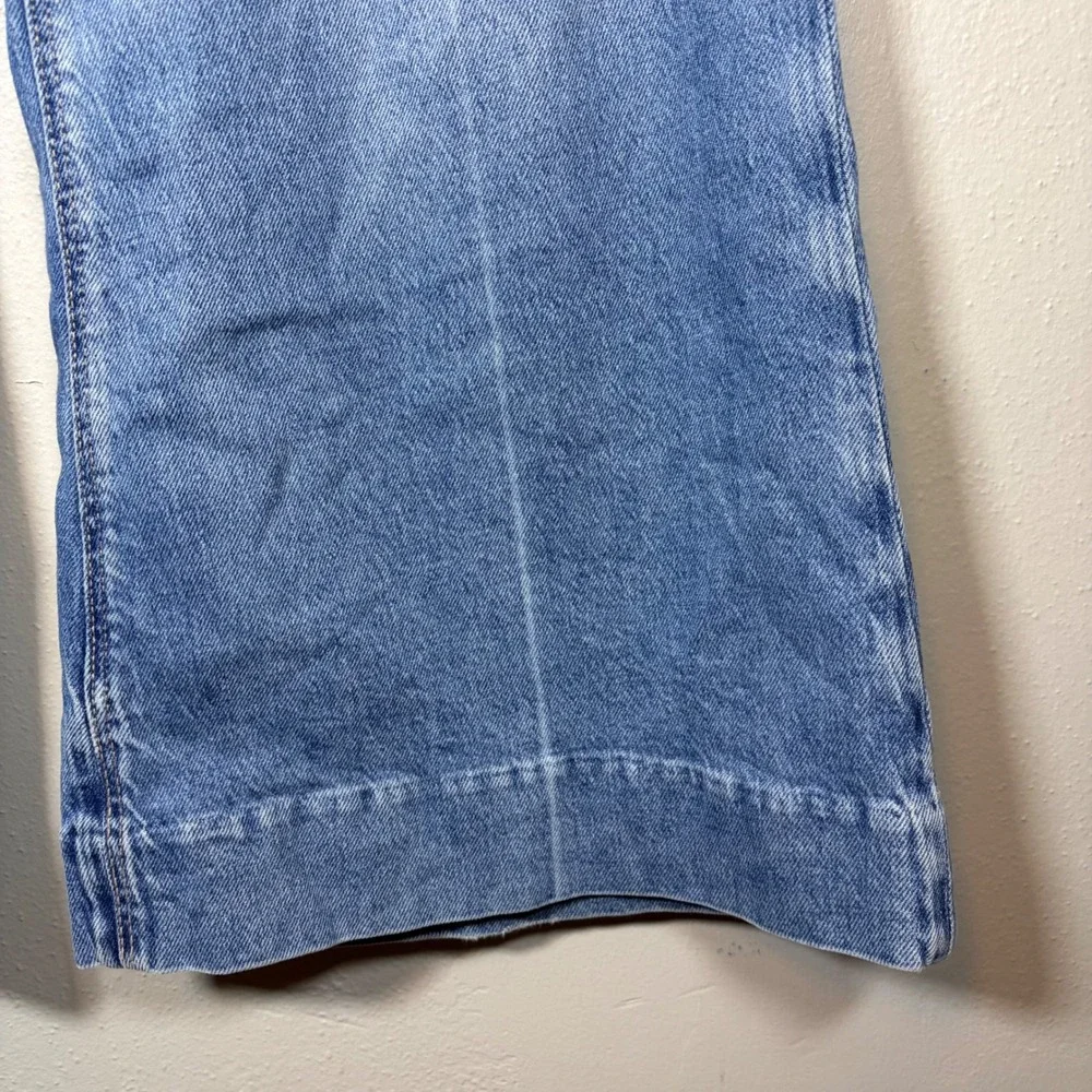 American Eagle Women Medium Wash Stretch Wide Leg High Rise Jeans Blue Size 14 - Picture 6 of 14